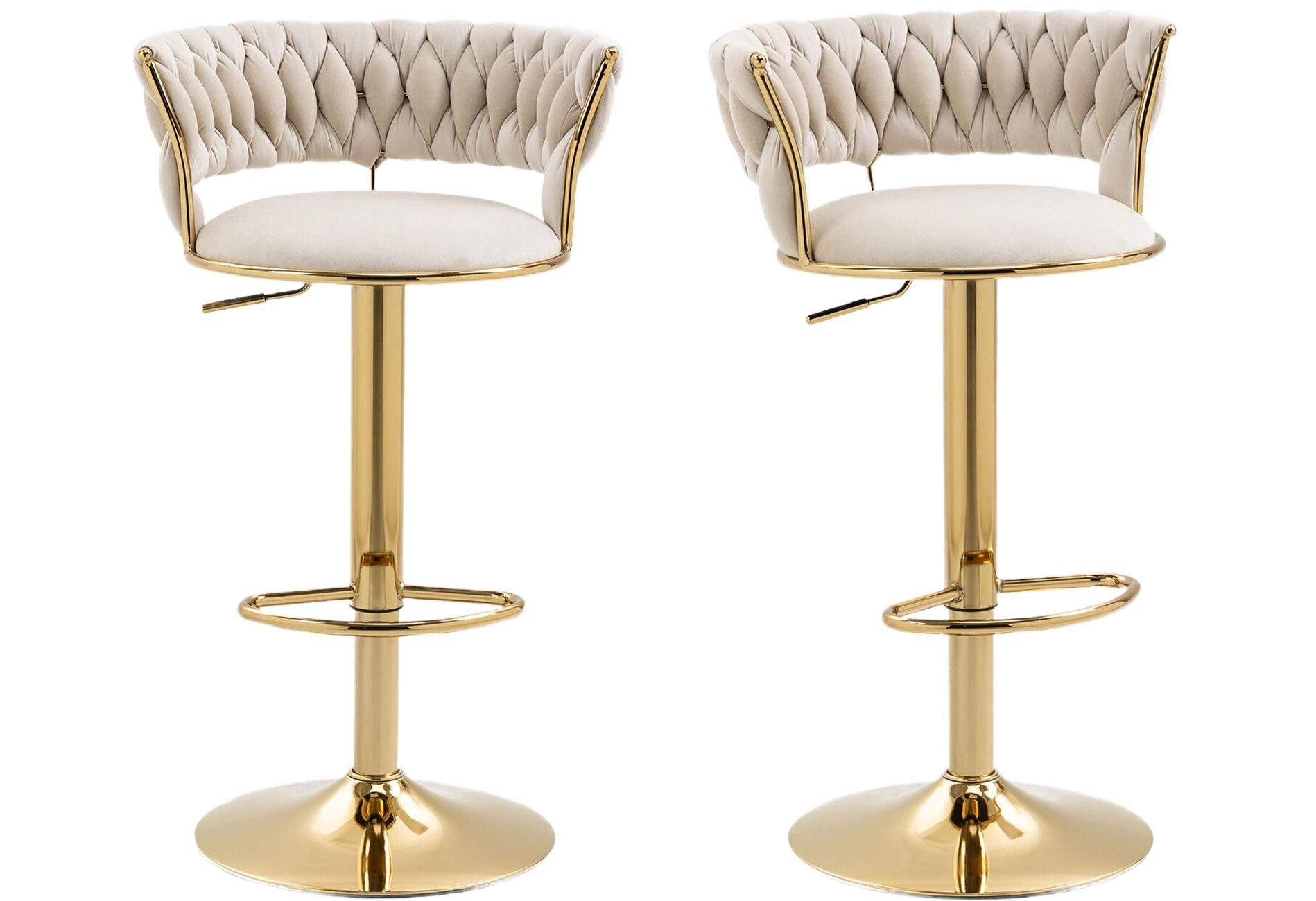 LVHOM Barhocker silber/goldene Stuhlbeine, Moderne Samt-Hochstuhl/Barstuhl günstig online kaufen