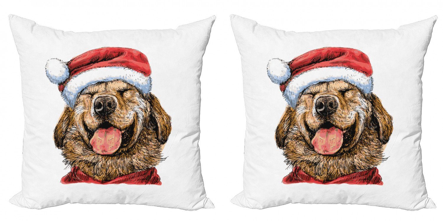 Lustige Stück), Terrier Abakuhaus Weihnachten Digitaldruck, Accent Modern (2 Kissenbezüge Labrador Lächeln Doppelseitiger