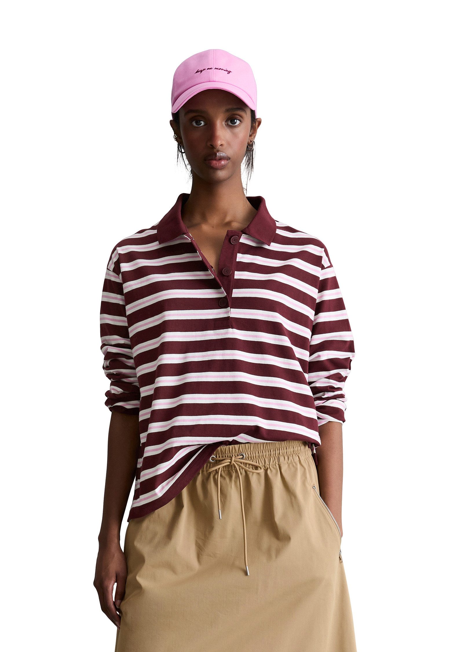 Marc O'Polo DENIM Langarm-Poloshirt aus gestreiftem Single Jersey günstig online kaufen