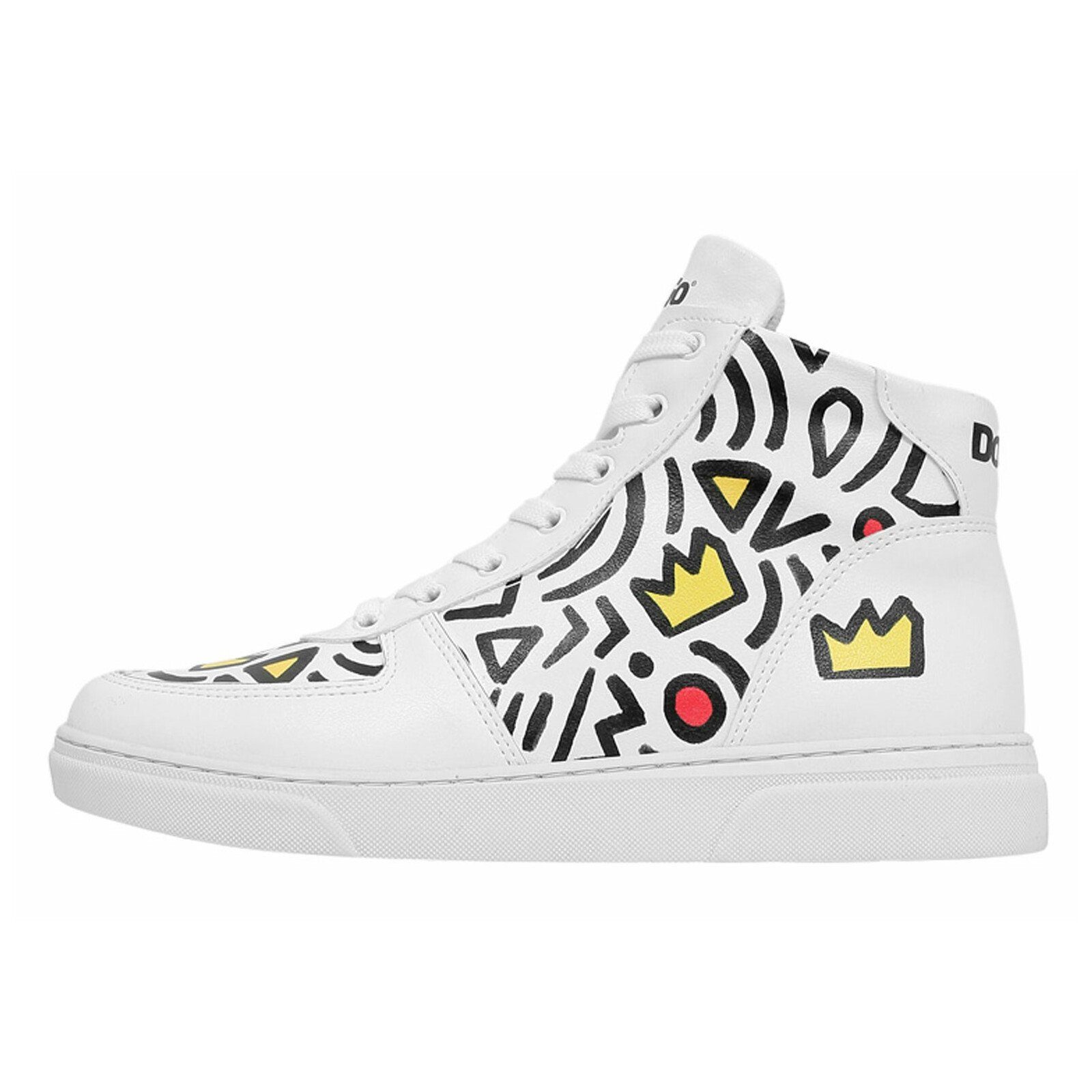 DOGO Ace Boots Abstract Outline White Damen Stiefeletten Stiefelette Vegan