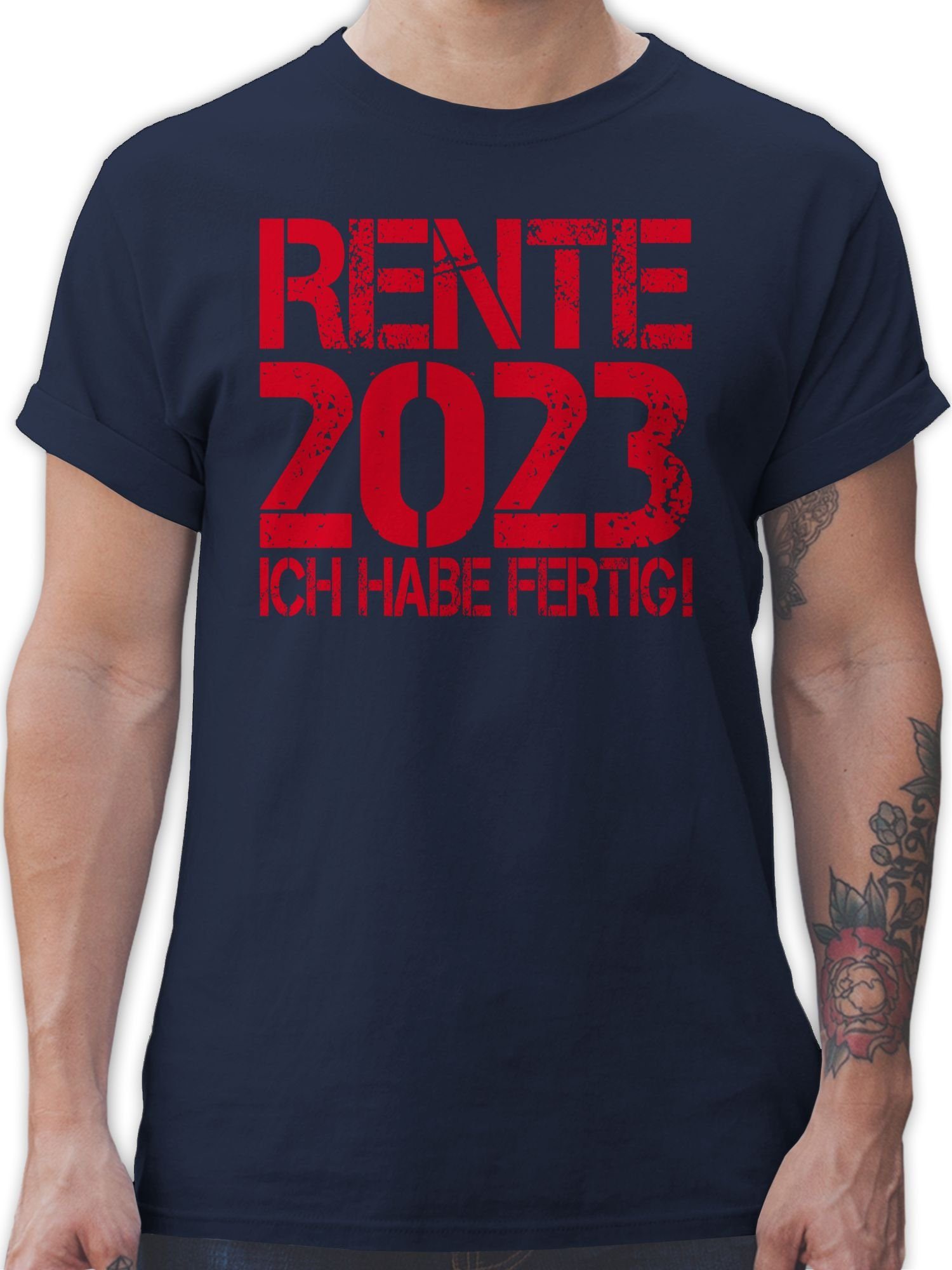Blau Shirtracer Rentner Navy T-Shirt Ich Rente Geschenk - habe 2 2023 fertig!