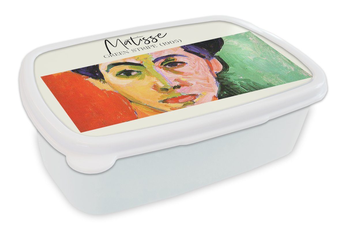 MuchoWow Lunchbox Kunst (2-tlg), und Malerei, (1905) Erwachsene, - für Brotbox - Mädchen weiß Streifen für Matisse Brotdose, und Kinder Grüner Jungs Kunststoff, 