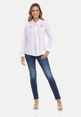 Cipo & Baxx Klassische Bluse mit floralem Lochmuster