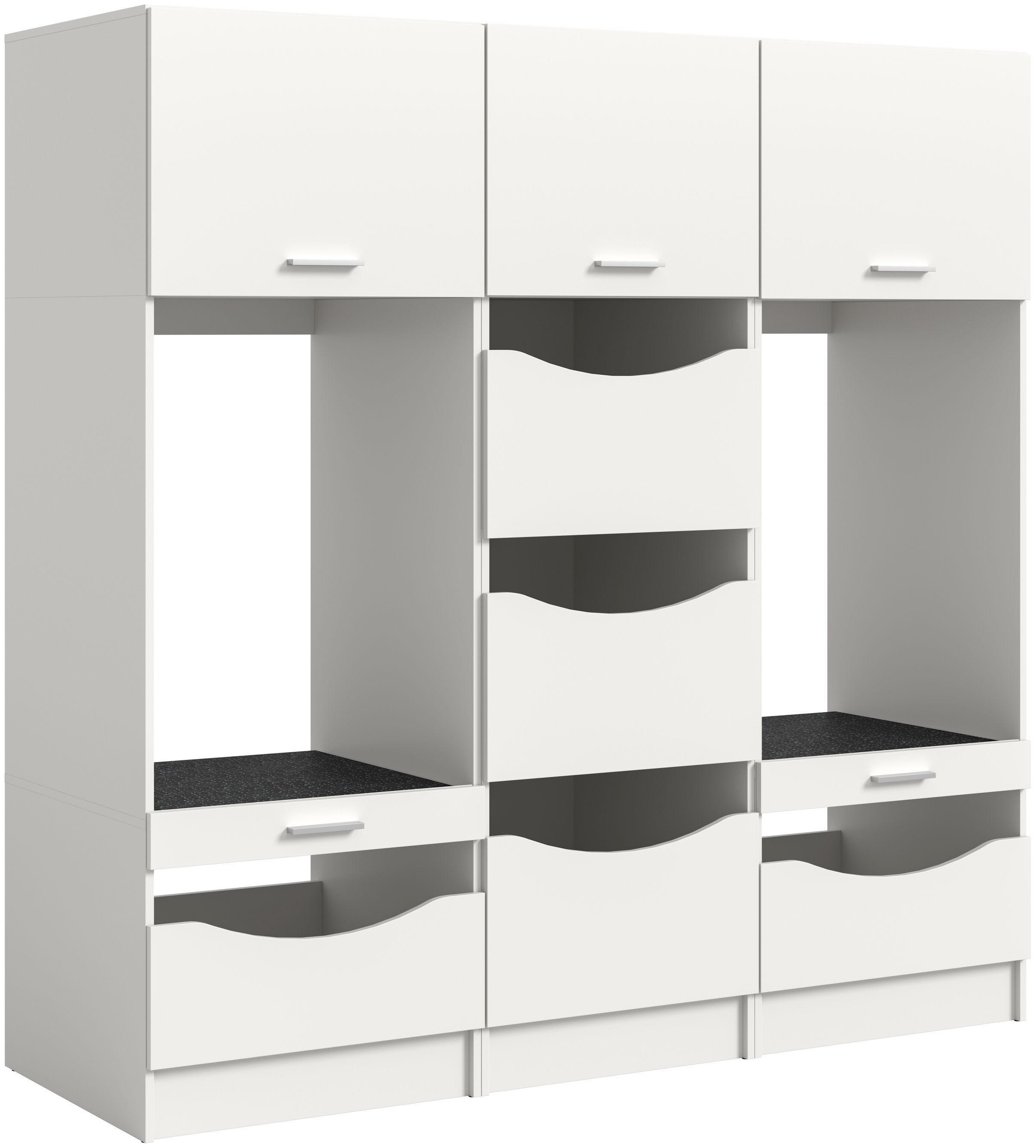 xonox.home Aufsatzschrank (2tlg. Set inkl. Waschmaschinenschrank, Wäscheschrank) weiß Nachbildung Melamin beschichtet modern 192x195x68 cm
