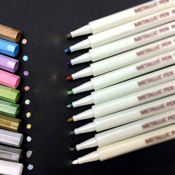 Caterize Marker 12 Stück 12 Farben Metallic Marker Pens Acrylstifte,Metallic Stifte