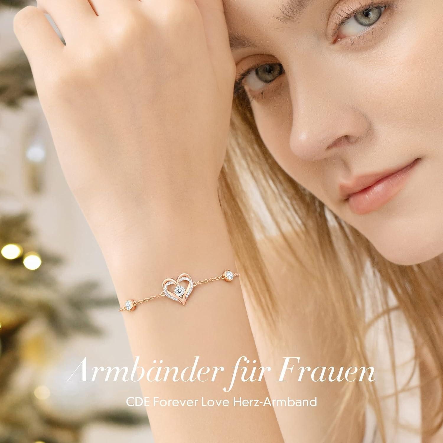LuxusKollektion Tennisarmband Armband Damen 925 Herz Rosegold Mini April Sterling Silber