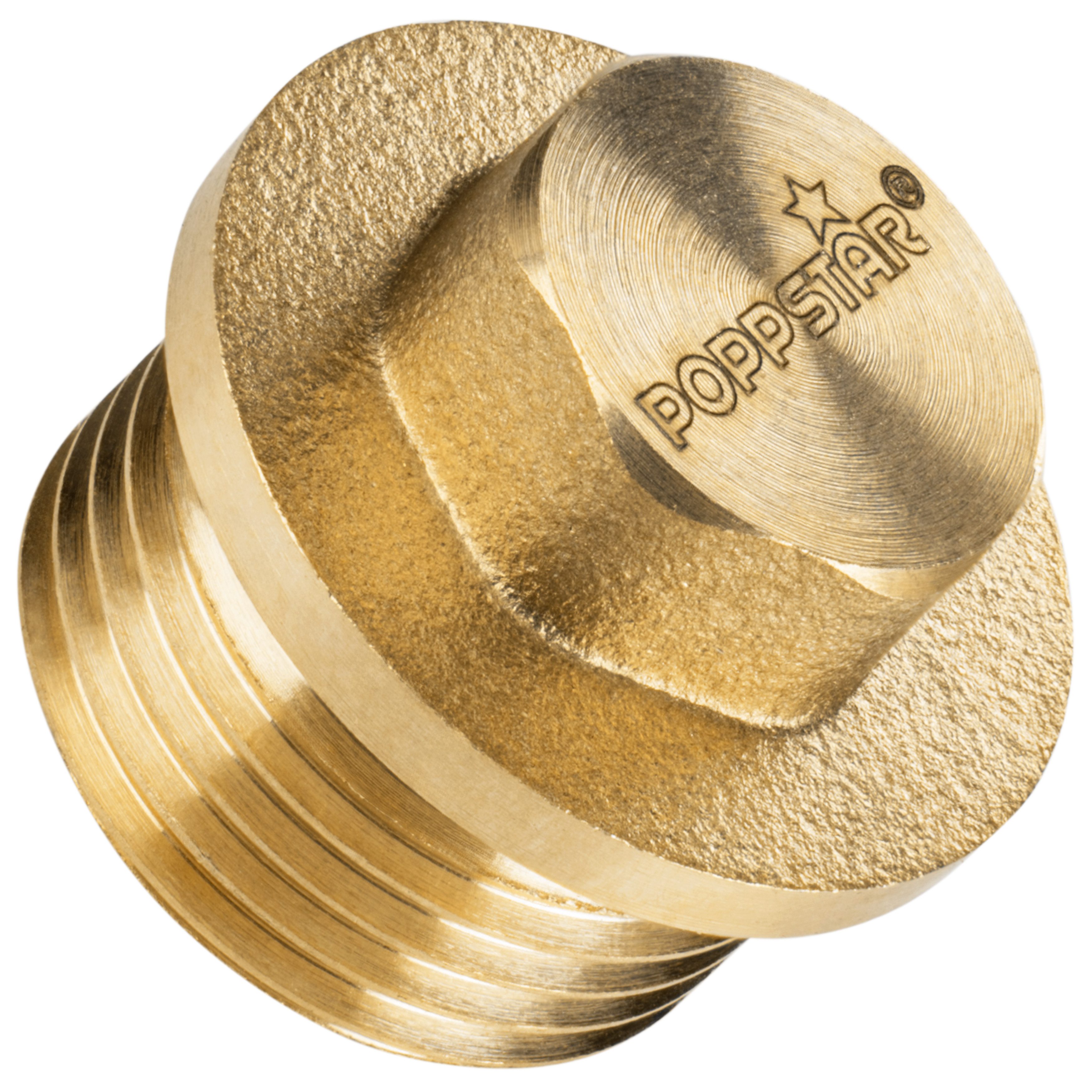 Poppstar Endkappe, (1-St), 1x Messing Stopfen 3/8 Zoll Außengewinde 3/8" / 16,7mm bis 50bar
