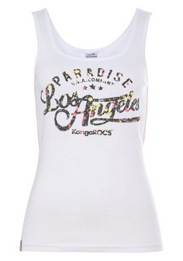 KangaROOS Ripptanktop mit blumigem Puff-Print