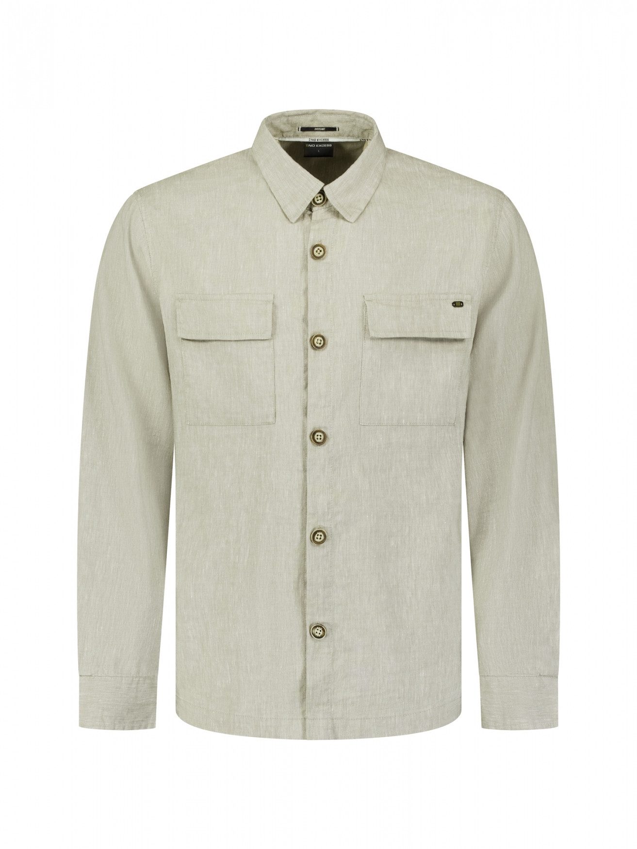 NO EXCESS Hemdjacke Overshirt Full Button 2-Tone With Linen - Leinensakko