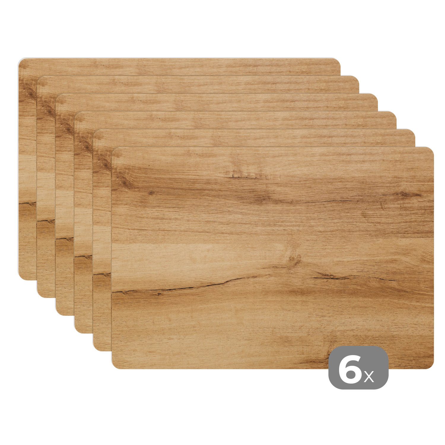 MuchoWow Platzset Holzoptik/print - Braun - Holz, (6-St), Platzsets, Tischs günstig online kaufen