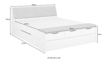 rauch Stauraumbett Scala-XL, inkl. Polsterkopfteil m. Stauraum, Bettbank mit Polster u. Schubkästen