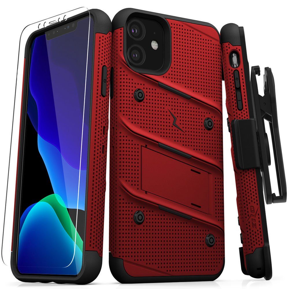 FITSU Handyhülle Hülle für iPhone 11 Outdoor Case Handyhülle 6,1 Zoll, Handyhülle für iPhone 11 inkl. Schutzglas mit Gürtelclip Outdoor Case