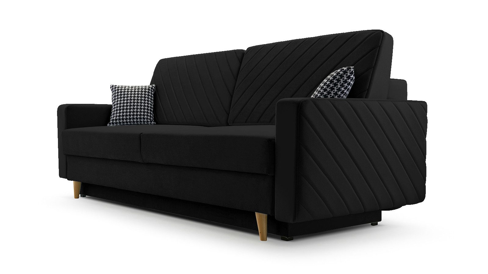 MOEBLO Schlafsofa CALIFORNIA, Sofa aus Samtstoff Couch für Wohnzimmer Sofagarnitur Polstersofa Wohnlandschaft Velours 230x96x97cm, mit Bettkasten und Schlaffunktion