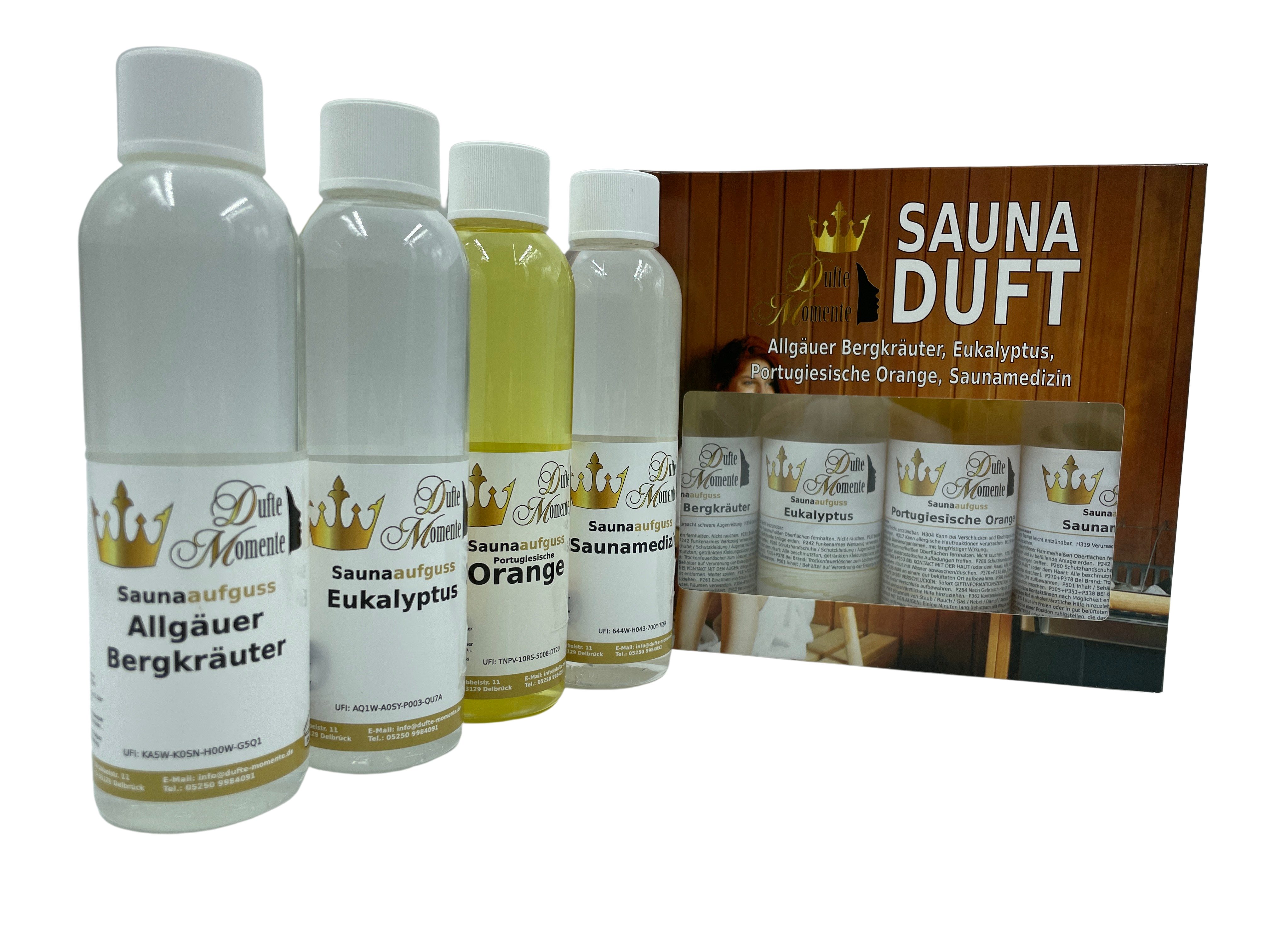 Dufte Momente Sauna-Aufgussset 4 x 250ml Bestseller (Bergkräuter, Eukalyptu günstig online kaufen
