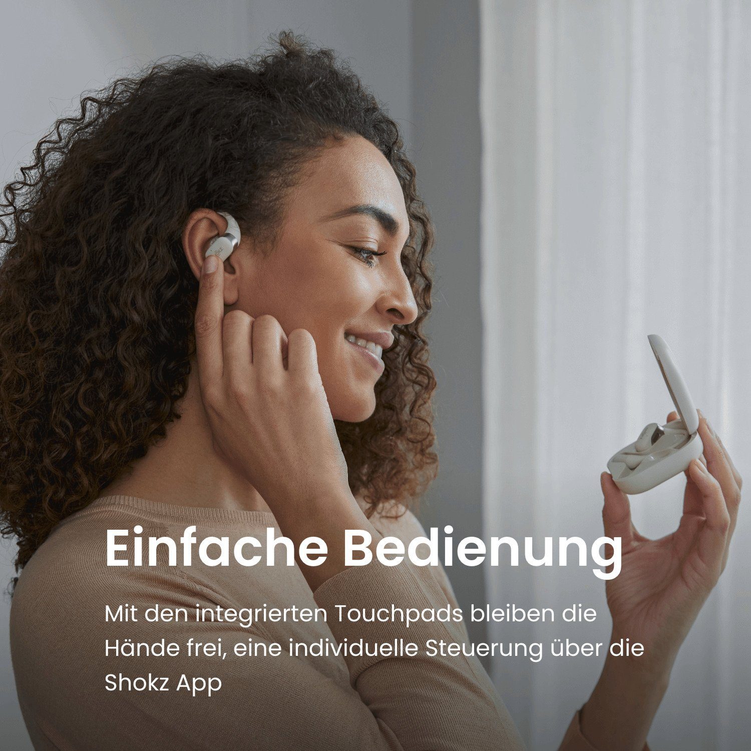 Shokz OpenFit In-Ear-Kopfhörer (Rauschunterdrückung, Bluetooth) A2DP Beige