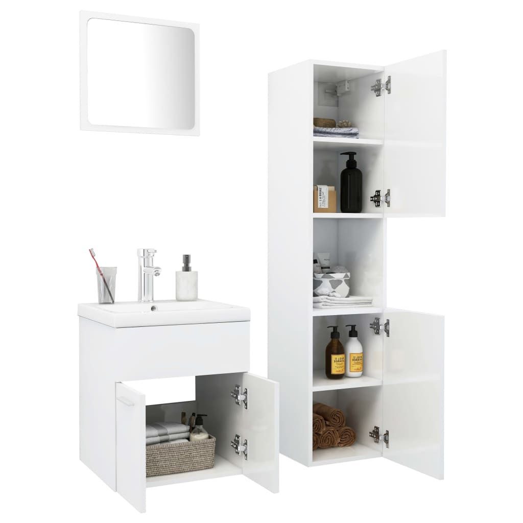 vidaXL Badezimmer-Set Badmöbel-Set Hochglanz-Weiß Holzwerkstoff, (1-St) günstig online kaufen