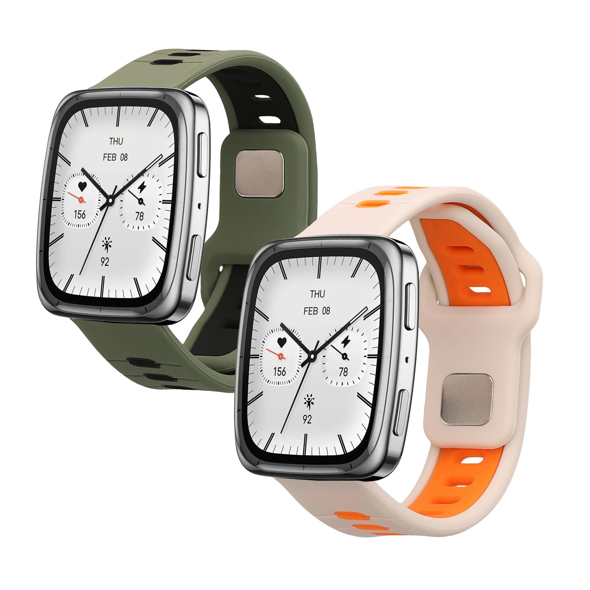kwmobile Smartwatch-Armband 2x Uhrenarmband für 20mm Amazfit Active 2 / 2 Square / Active Edge, Fitnesstracker Band Set aus TPU Silikon - Ersatzarmband Smartwatch
