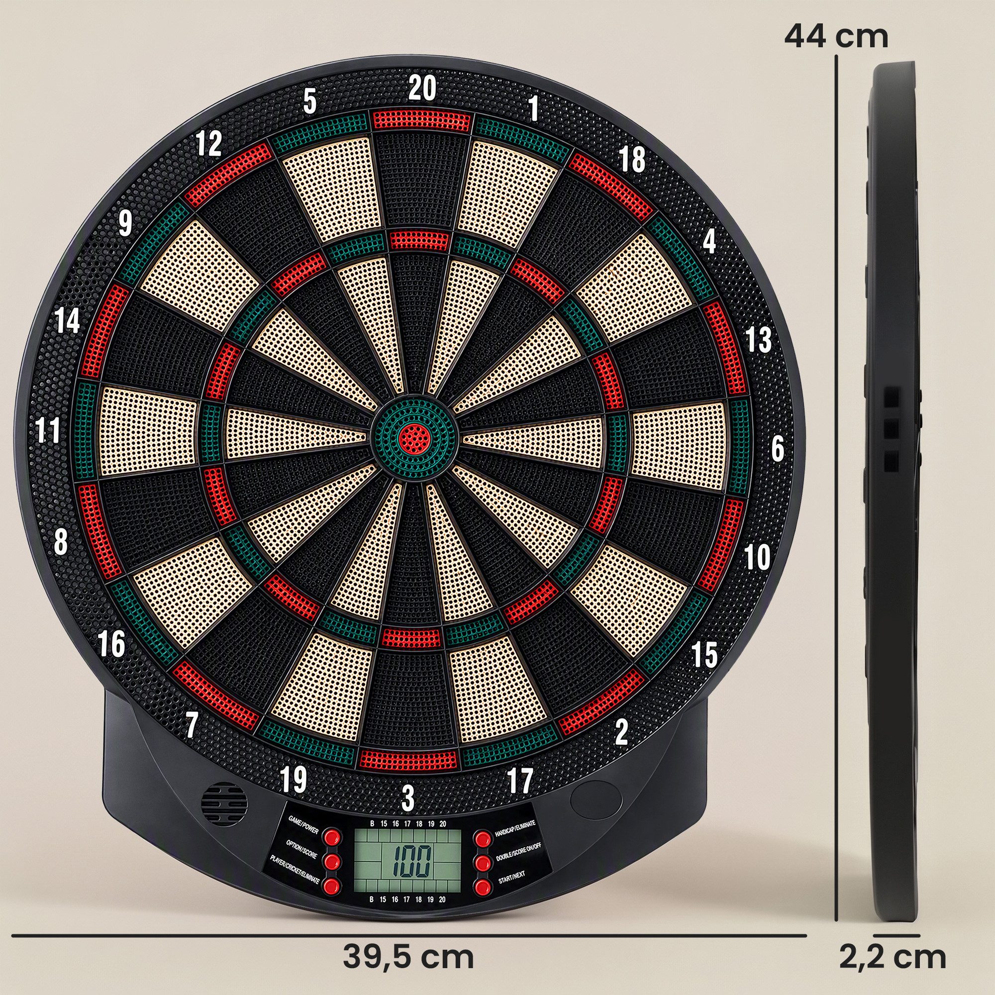 HOMCOM Dartscheibe Elektronische Dartscheibe Dart-set 30 Dartköpfe 26 Spiele Schwarz, (Dartspiel mit LCD-Anzeige, 1-tlg., Dart-set), Schwarz 39,5 x 2,2 x 44 cm – Bild 3 von 5