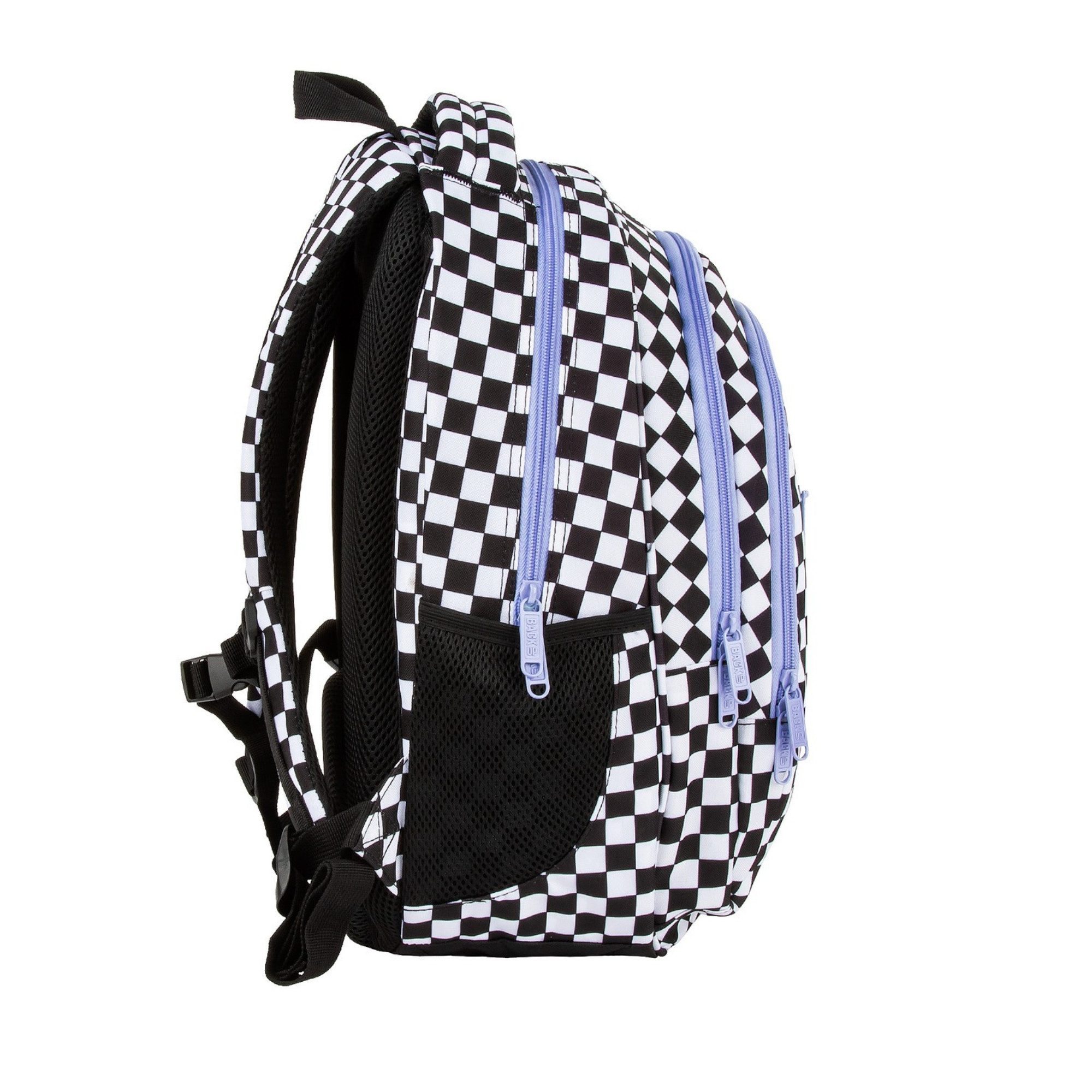 GOLDKIDS Schulranzen für Jungen und Mädchen, 3er-Set - (Schul-Rucksack für, Kinder mit Schlampermäppchen), Regenschutz - Schachbrettmuster