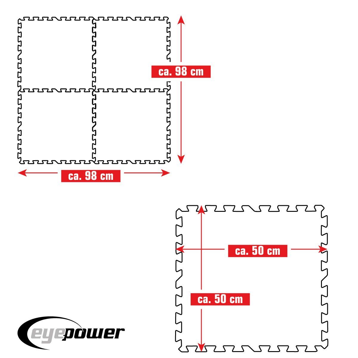 Stecksystem Blau Bodenmatte 4er Set Poolmatte Bodenmatte Bodenfliesen, erweiterbares eyepower 1qm