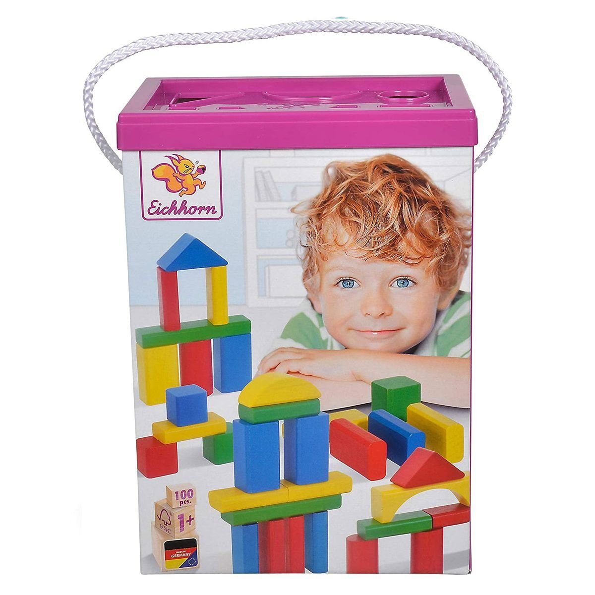 Simba 100010351 - Eichhorn - Holzbausteine, 100 Teile Spielbausteine