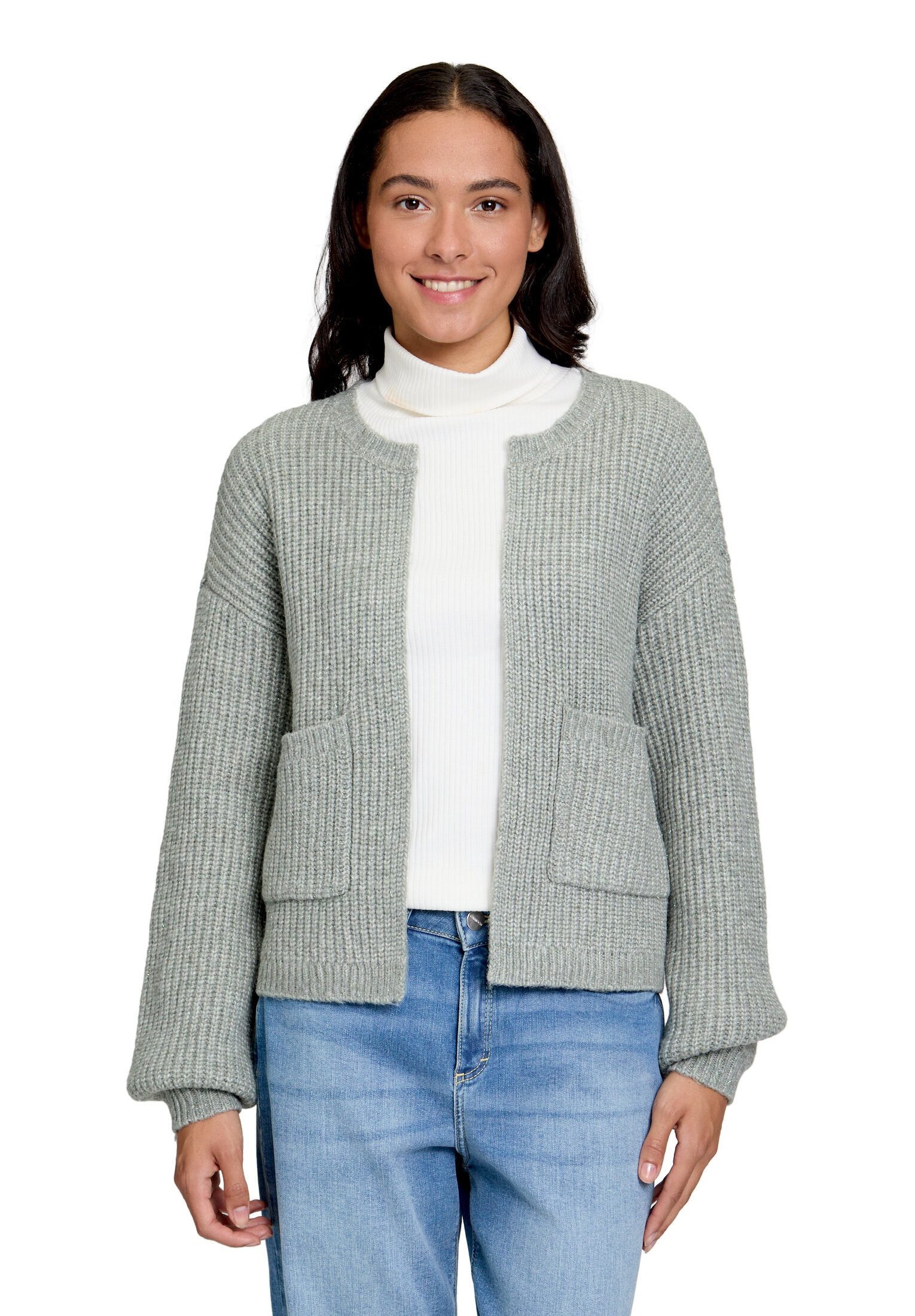 Cartoon Strickjacke Damen mit Taschen (1-tlg)