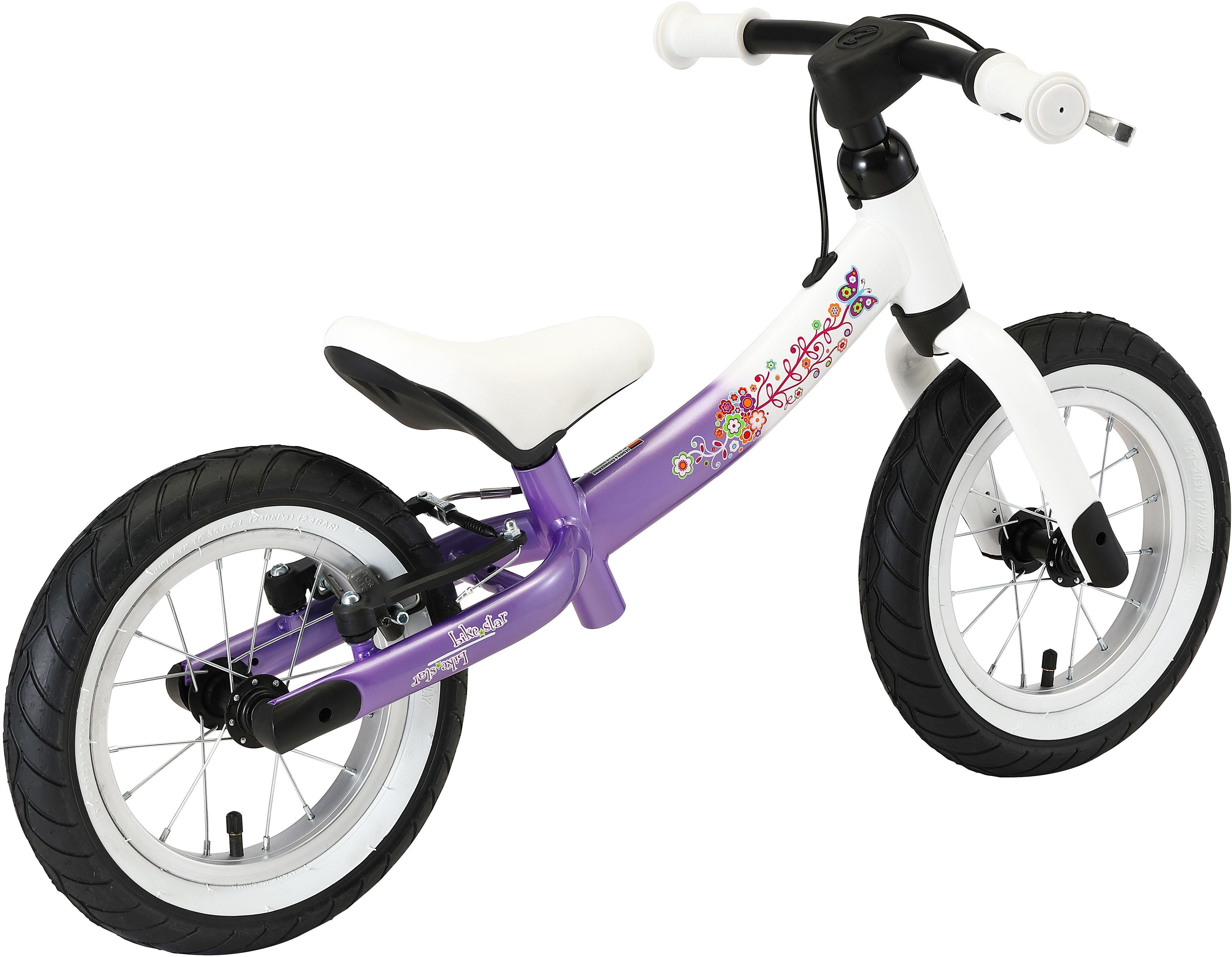 Zoll BIKESTAR 12 3 Bikestar ab mit Jahre Sport Kinderlaufrad Bremse Laufrad lila/weiß