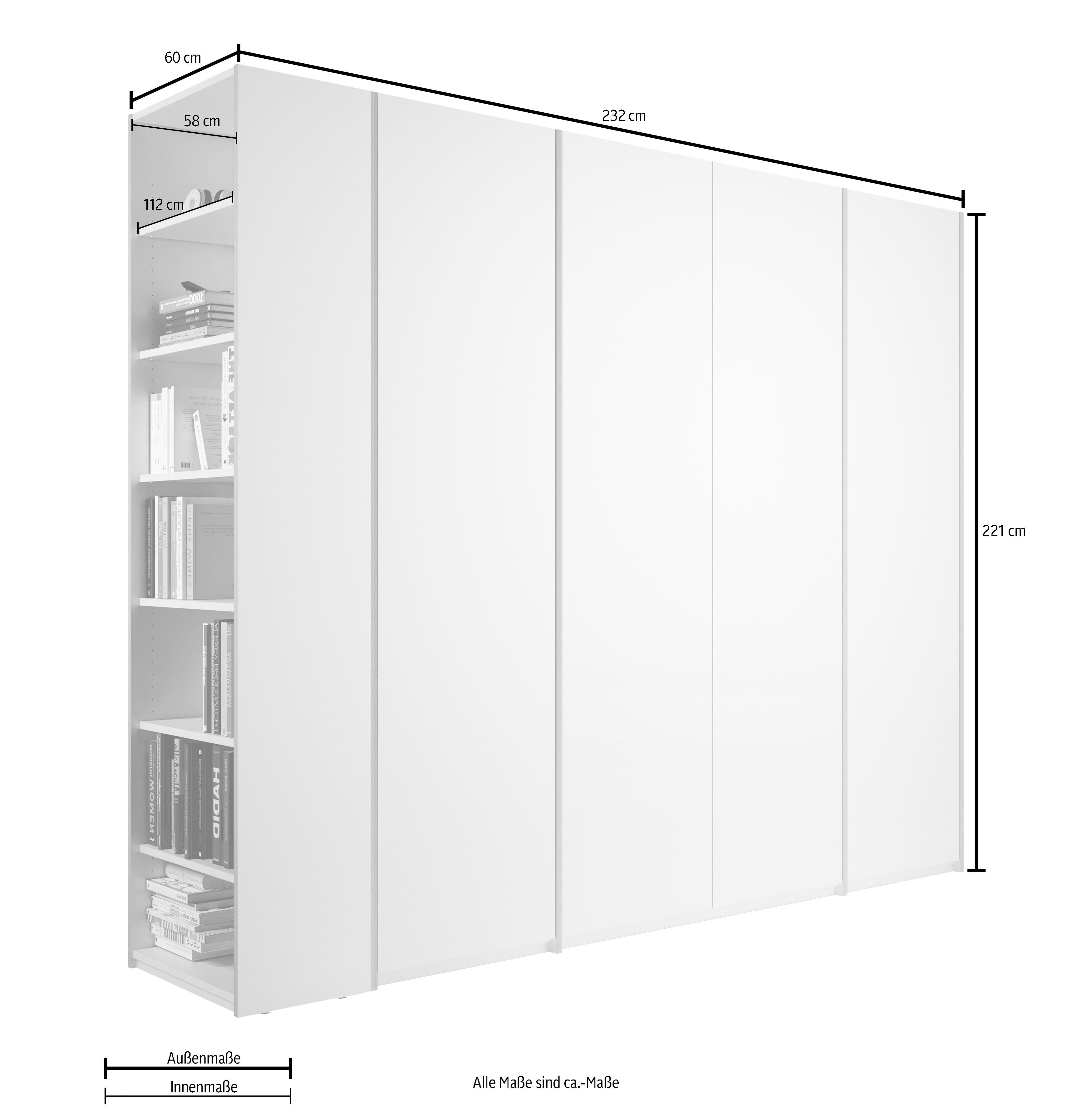 Müller SMALL LIVING Drehtürenschrank Modular montierbarem links oder Plus Variante rechts Anbauregal inklusive 5 | weiß/birke weiß/birke