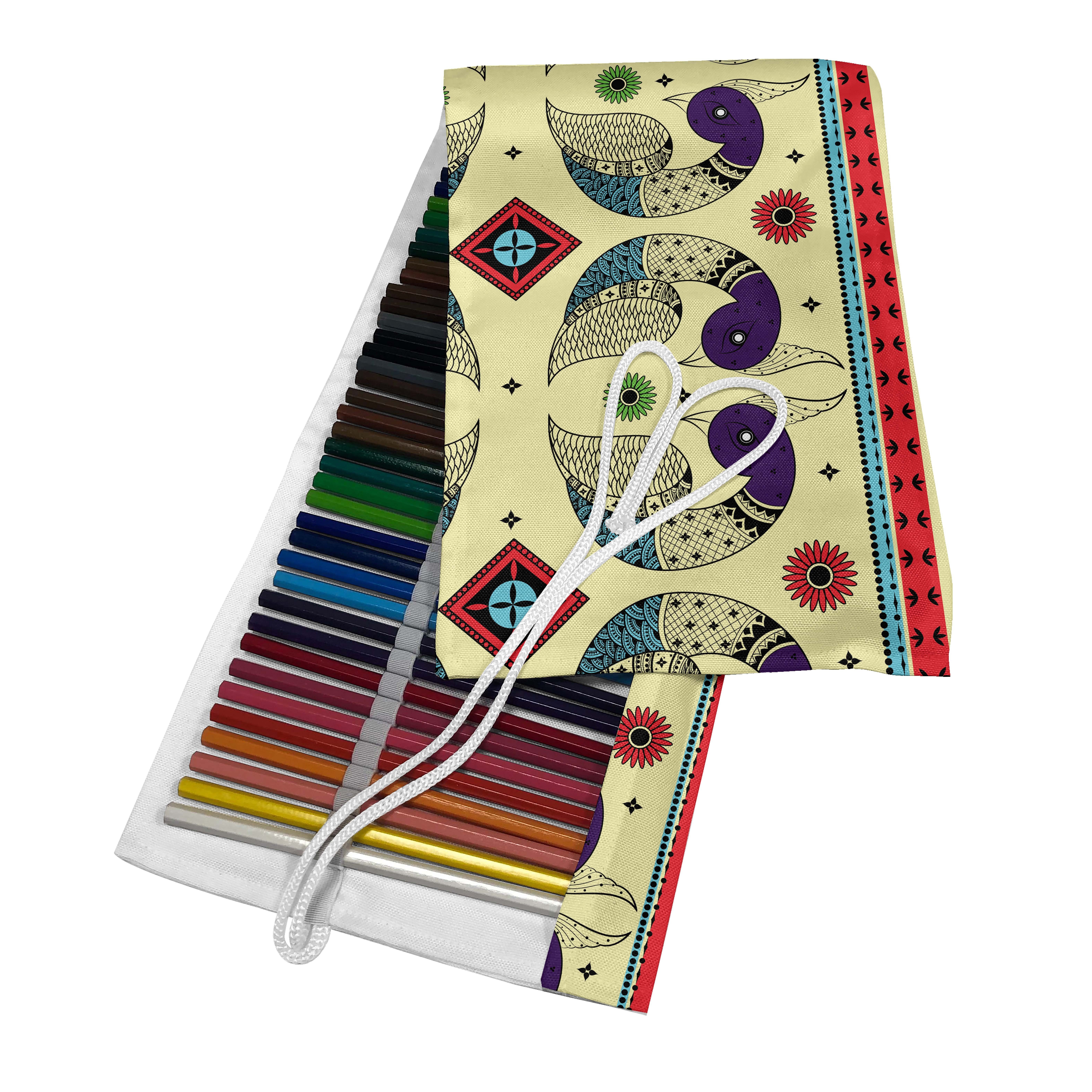 Abakuhaus Federmäppchen langlebig und tragbar Segeltuch Stiftablage Organizer, Stammes Pfau-Muster