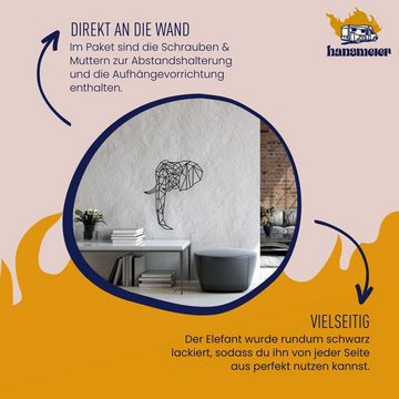 Hansmeier Wanddekoobjekt Wanddeko aus Metall, Wasserfest, Für Außen & Innen, Motiv Elefant