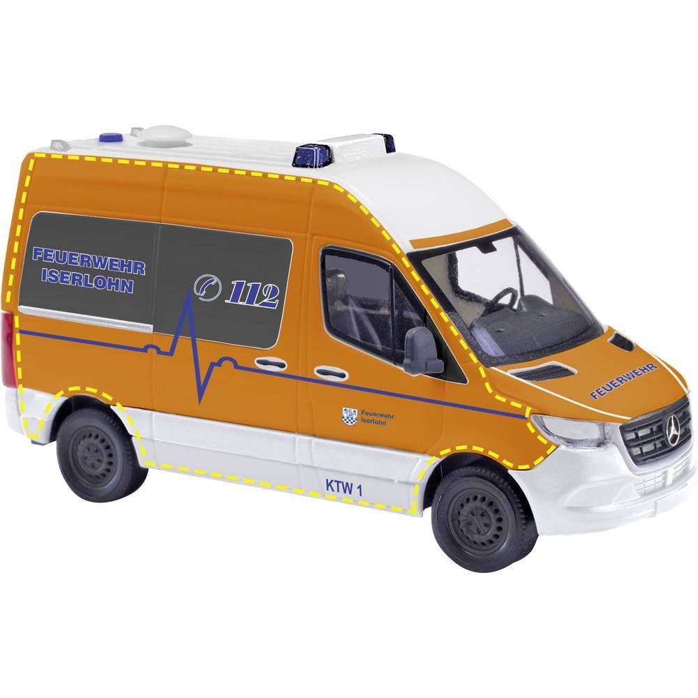 Busch Modelleisenbahn-Straße H0 Bus Modell, Einsatzfahrzeug Modell Mercedes Benz Sprinter kurzer