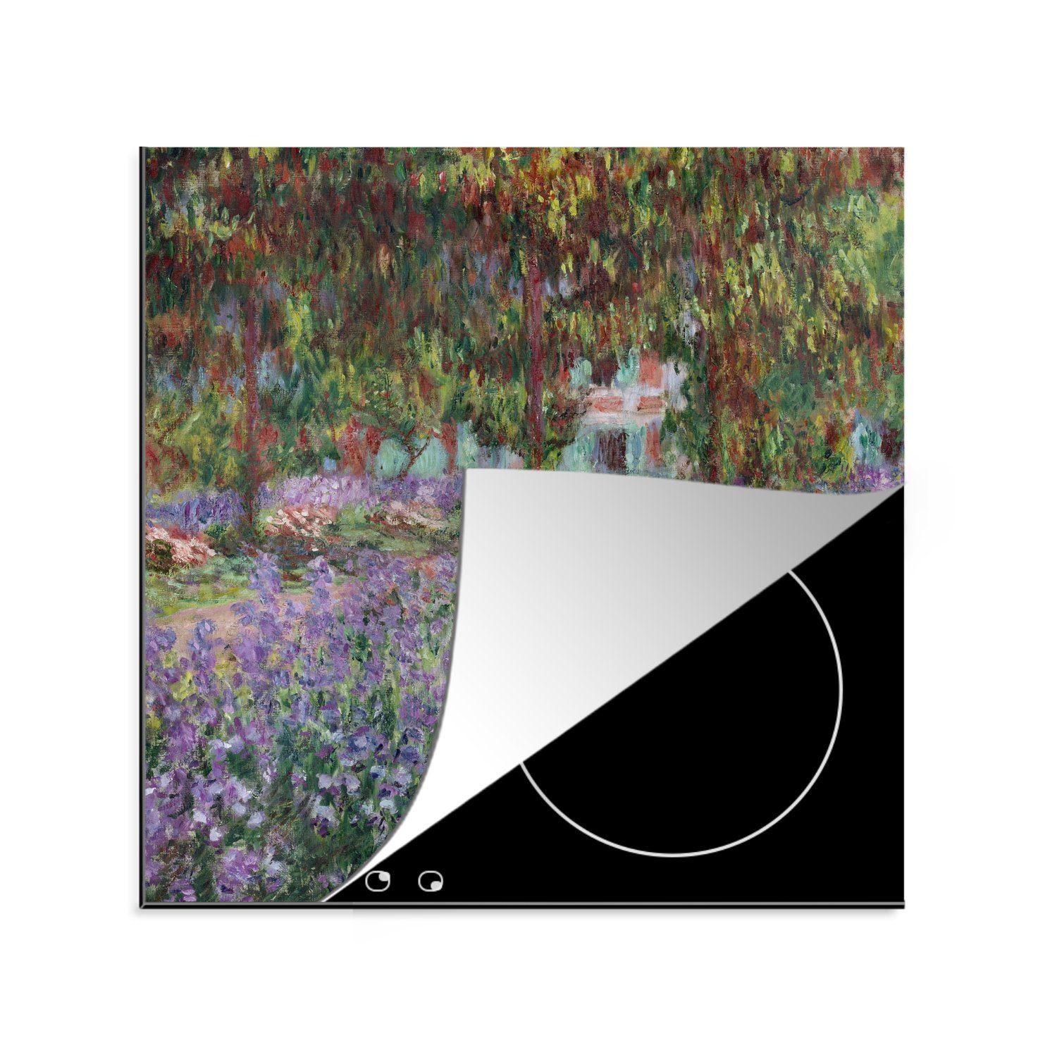 MuchoWow Herdblende-/Abdeckplatte Der Garten des Künstlers in Giverny - Gemälde von Claude Monet, Vinyl, (1 tlg), 78x78 cm, Ceranfeldabdeckung, Arbeitsplatte für küche