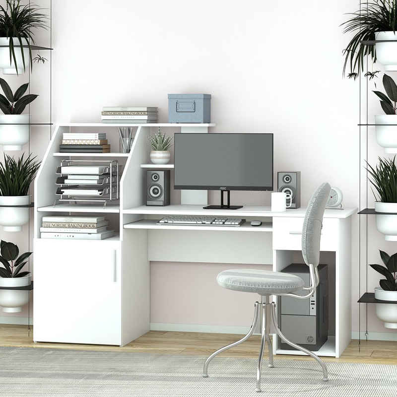 Vicco Computertisch Schreibtisch Arbeitstisch EDWIN Weiß