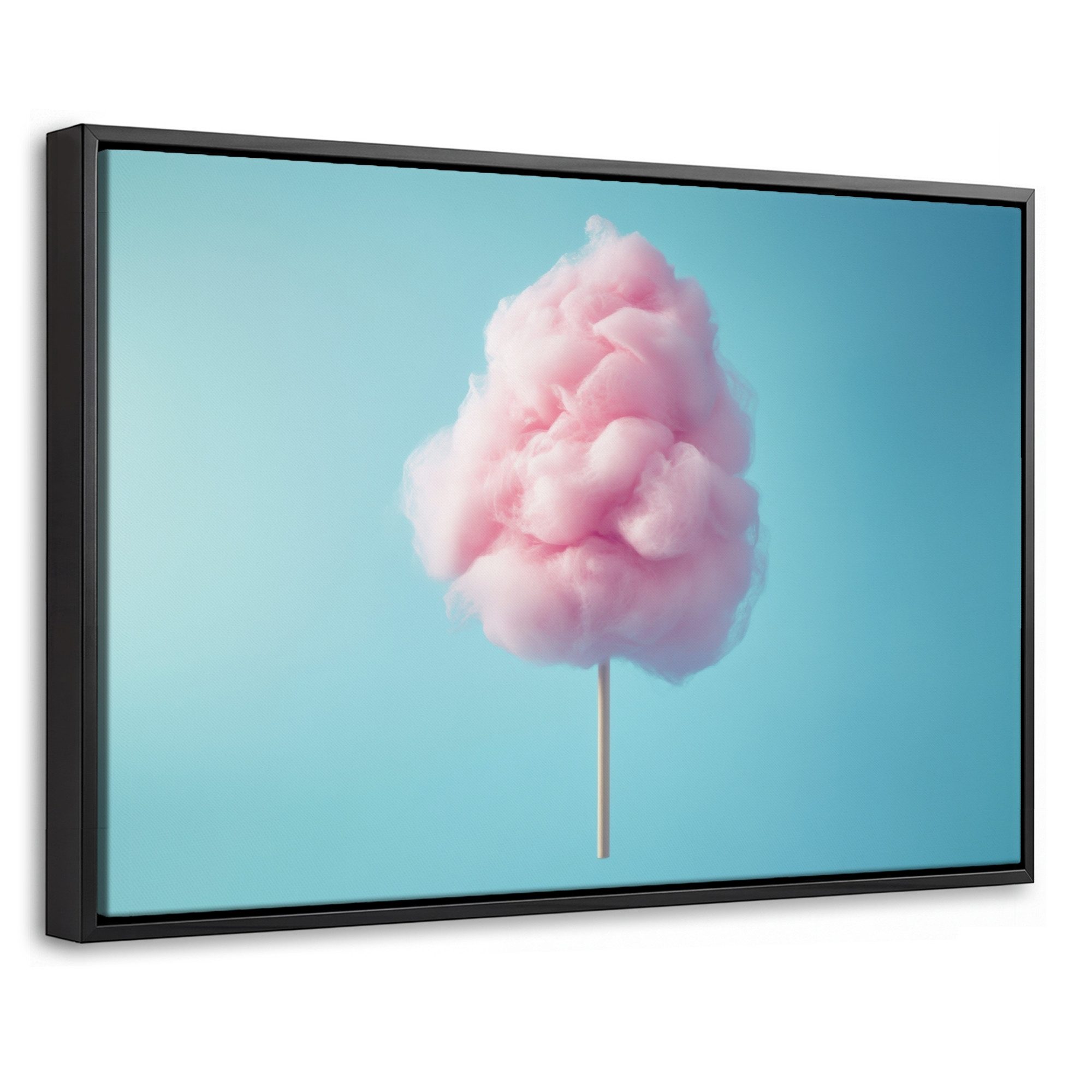 OneMillionCanvasses® Leinwandbild mit Rahmen - Zuckerwatte - Süßes - Bonbon, Fotodruck (1 St), Bilder, Zimmer Wand Bild Dekoration 30x20cm