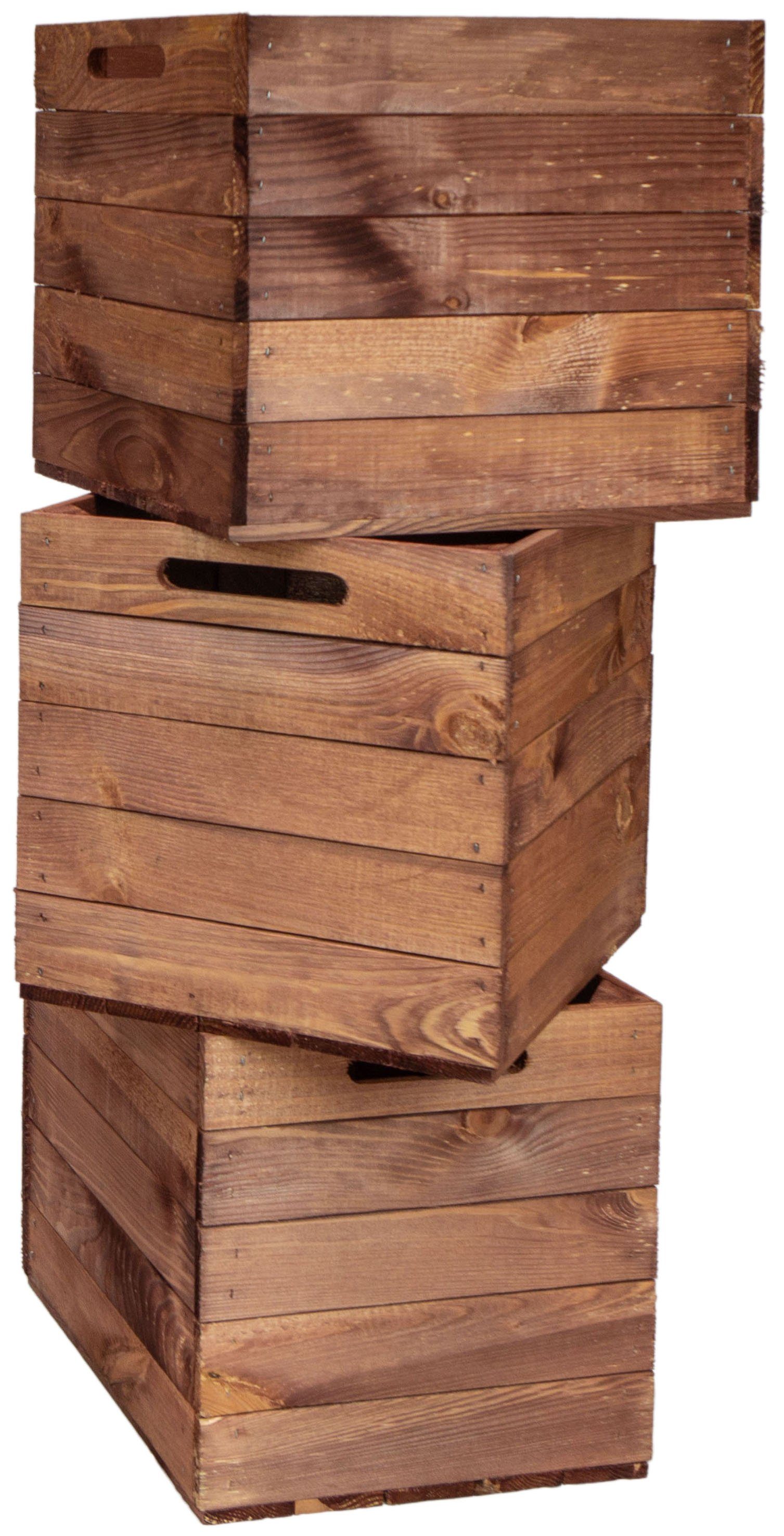 Kistenkolli Altes Land Allzweckkiste 3er set Holzkiste Vintage Ocker passend für Kallax und Expeditregale (Spar-Set, 3er Set)