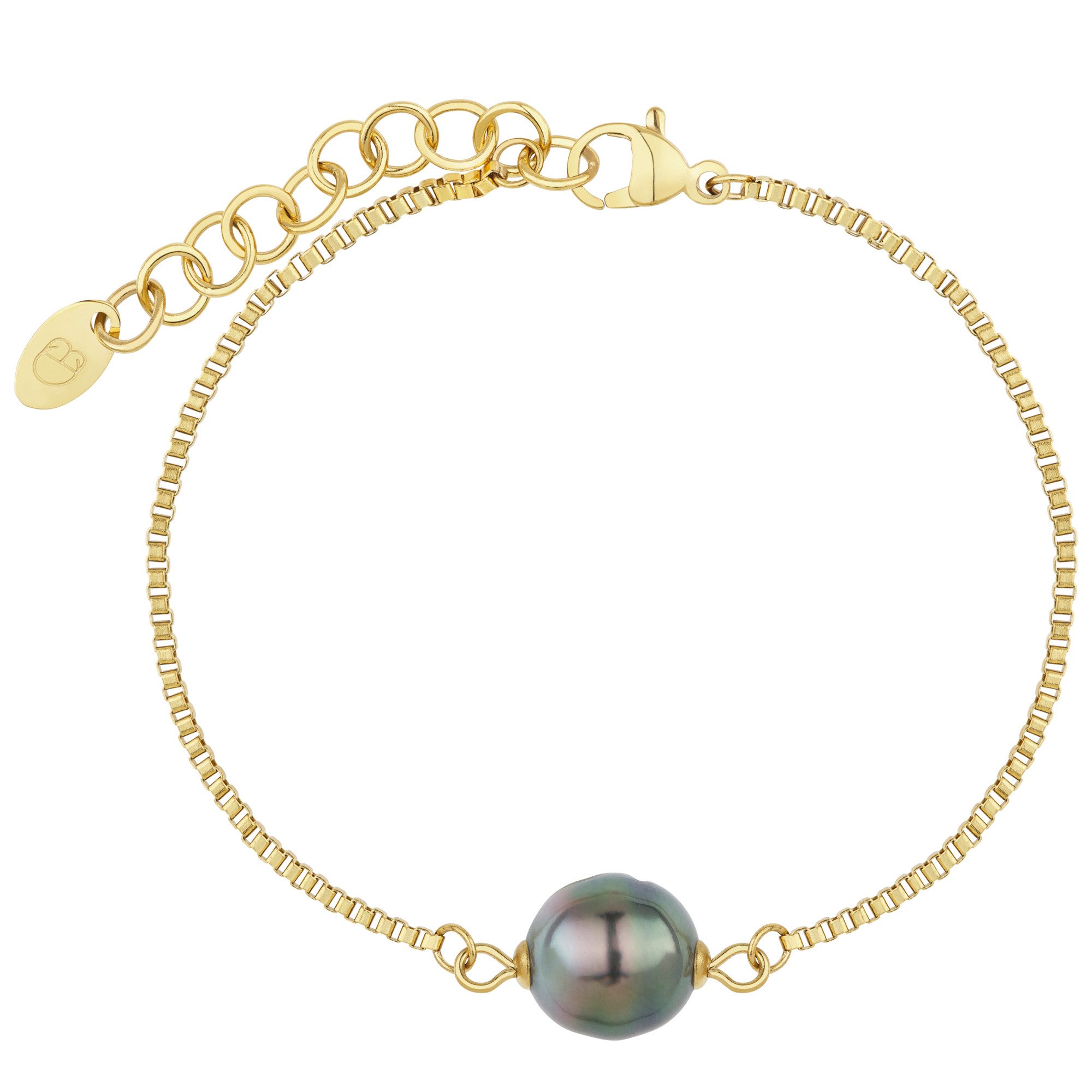 Celia von Barchewitz Perlenarmband MARIS, Armband mit echter Tahitiperle 8-10 mm, Länge verstellbar, gold/silber