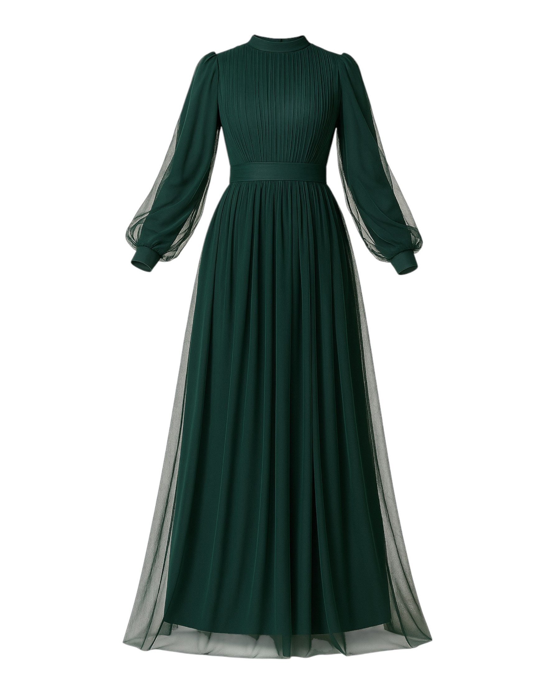 fashionshowcase Tüllkleid Damen Abendkleid Maxilänge Abaya-Stil - Modest Mode vollständig blickdicht & bedeckt