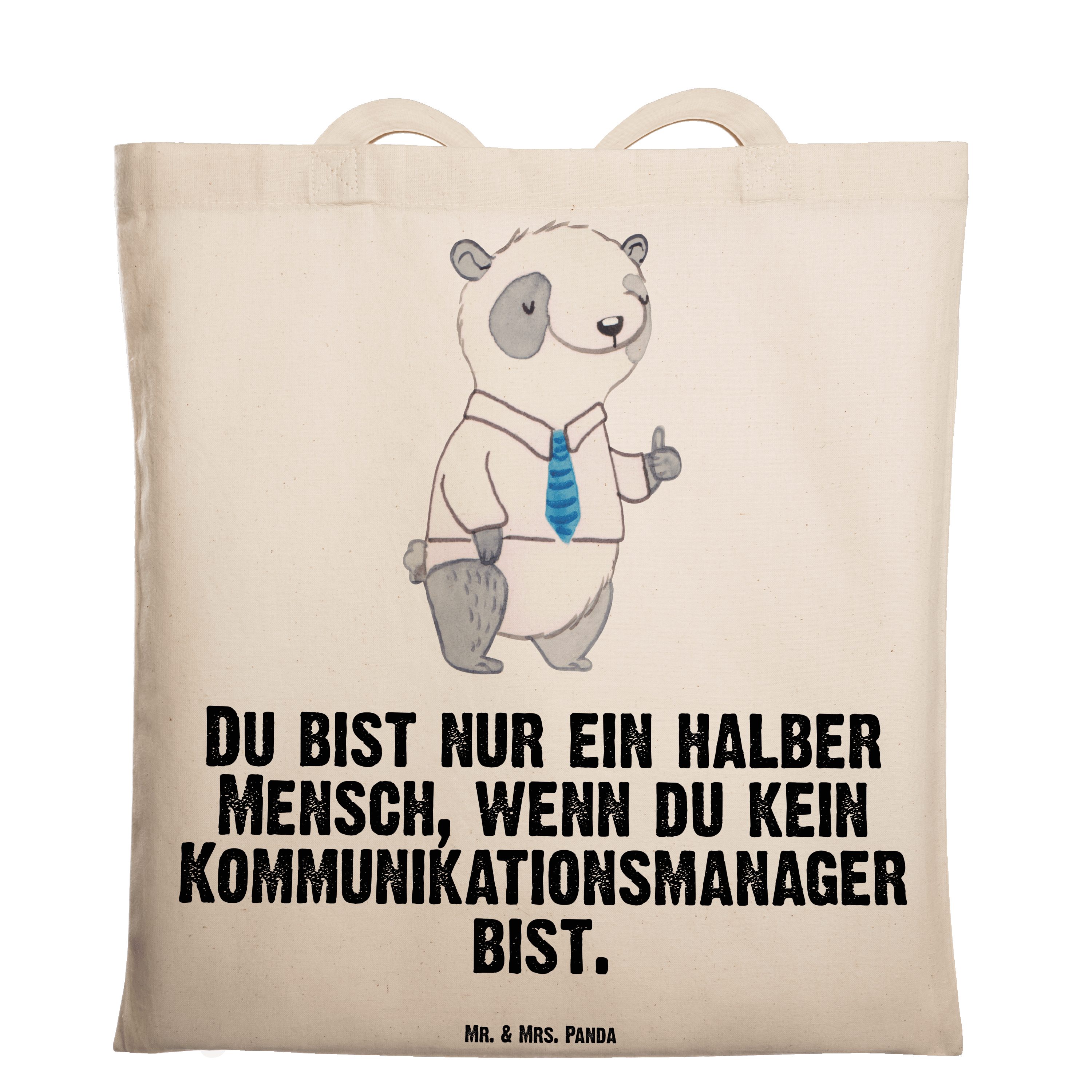 Mr. & Mrs. Panda Tragetasche Kommunikationsmanager mit Herz - Transparent - Geschenk, communicatio (1-tlg) | Canvas-Taschen
