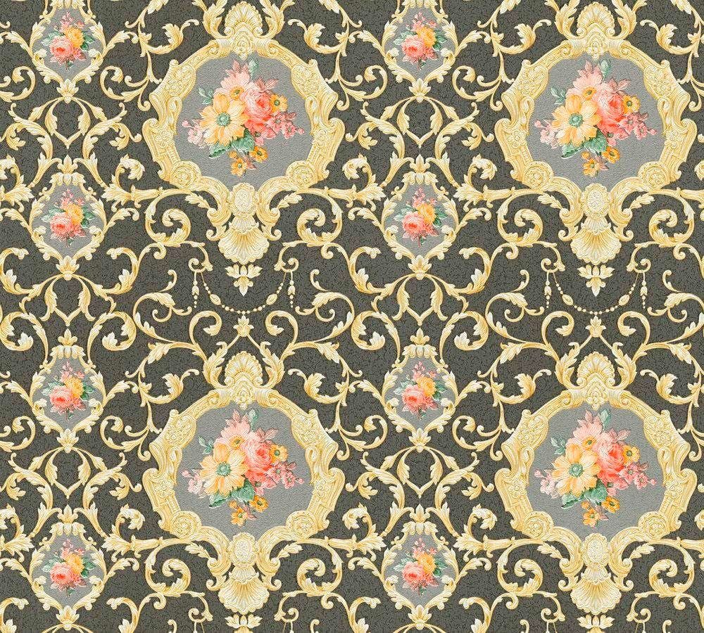 living walls mehrfarbig, St), Château (1 barock, Barock bunt/schwarz Tapete ornamental, gemustert, glatt, Vliestapete Metallic A.S. floral, Création 5