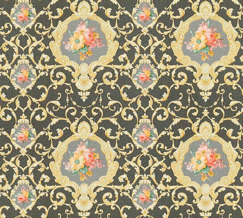 living walls Vliestapete Château 5 barock, glatt, floral, gemustert, mehrfarbig, ornamental, (1 St), Tapete Barock Metallic