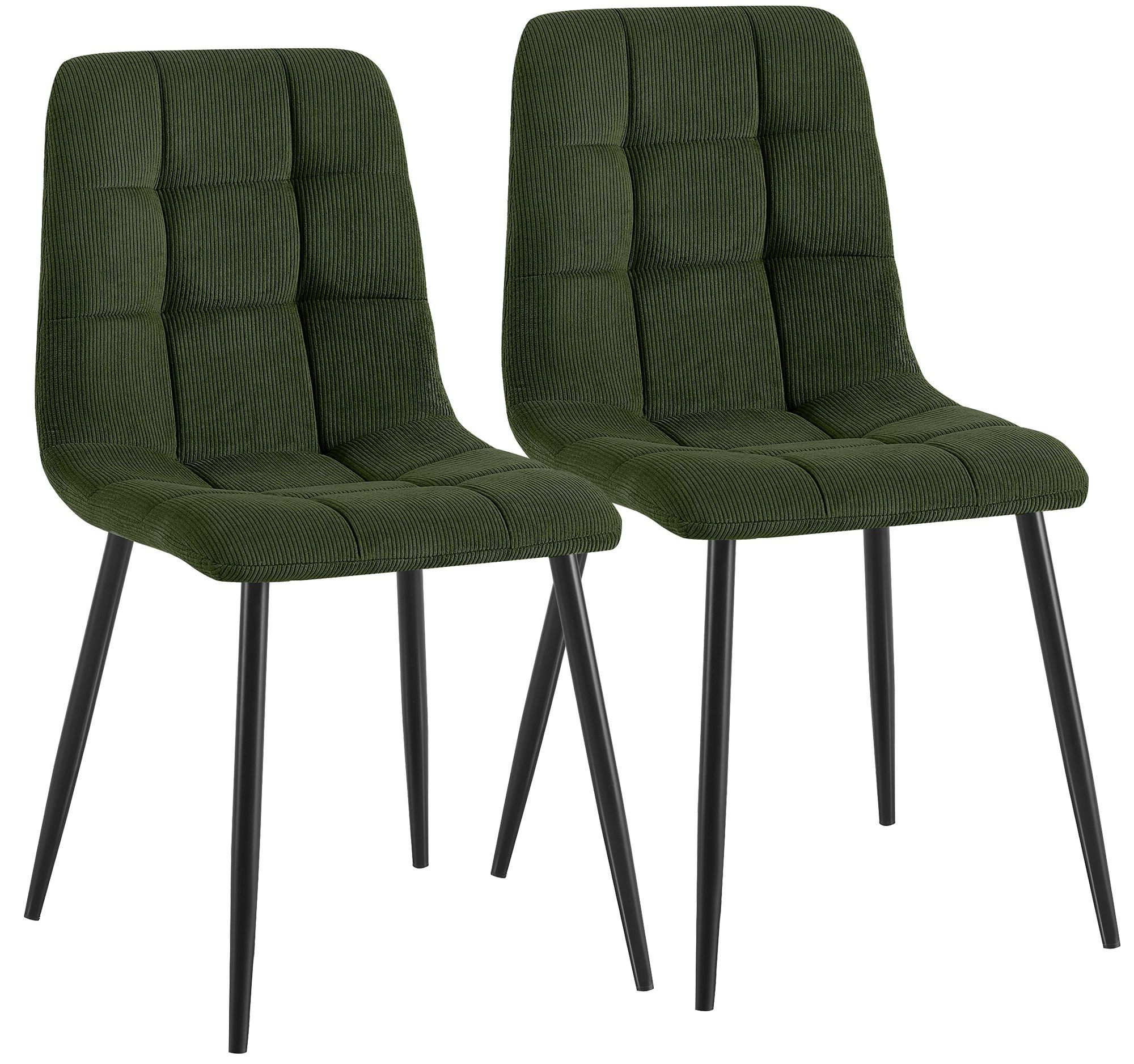 CLP Esszimmerstuhl Antibes (2er Set), Cordbezug, Metallgestell bis 150 kg