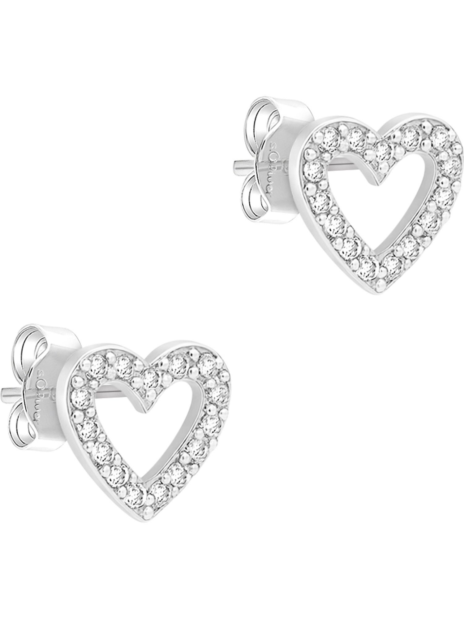 Paar Ohrstecker S.Oliver Damen-Ohrstecker 925er Silber 32 Zirkonia