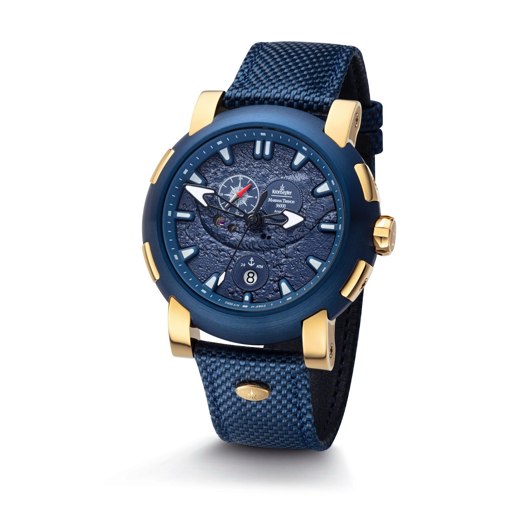 Automatikuhr Mariana Trench PU-Nylonband 46 mm KS738go-bl