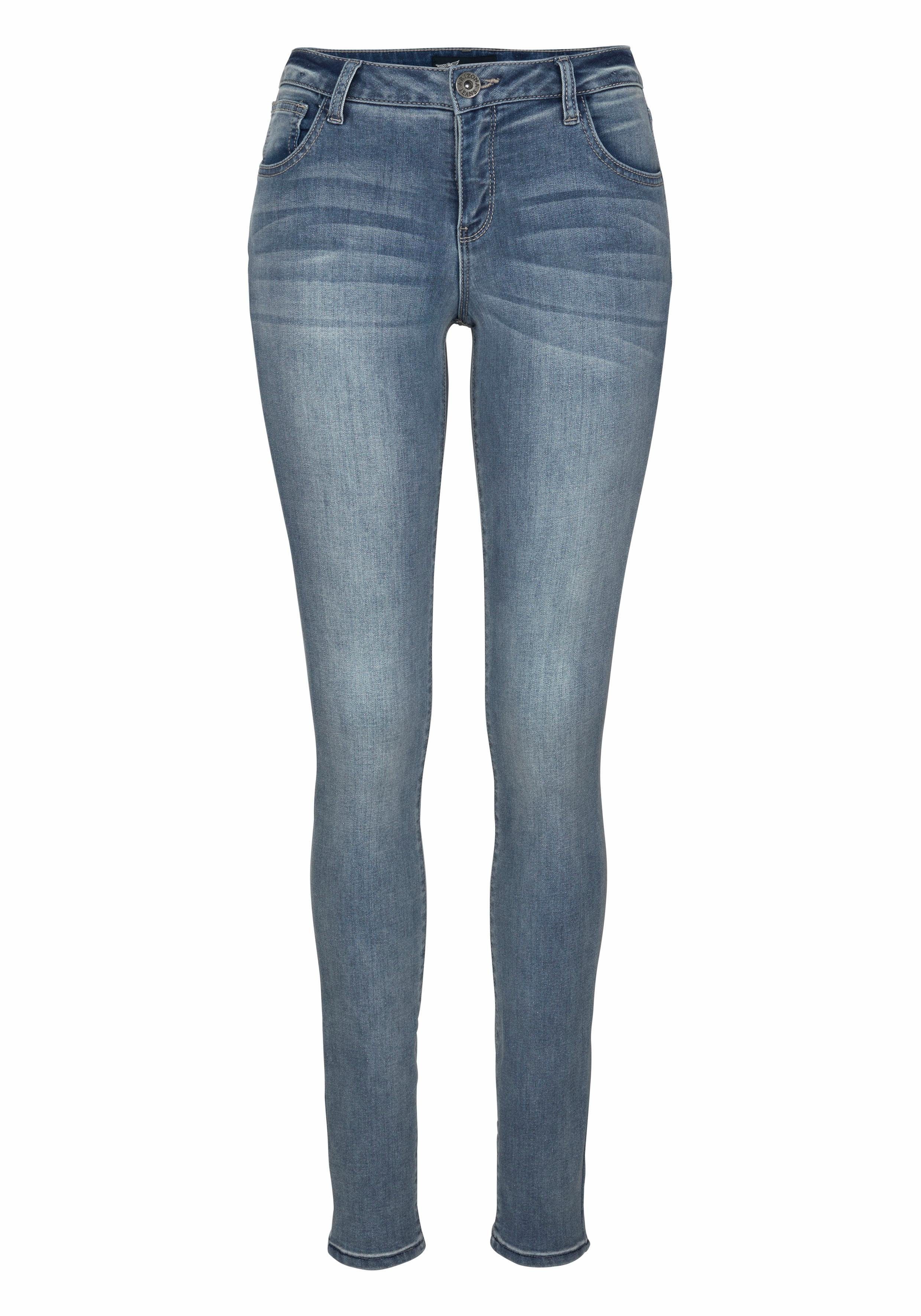 Ultra-Stretch Skinny-fit-Jeans blue-used Mid Waist Arizona