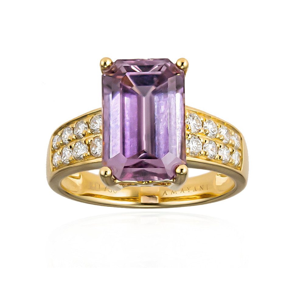 Diamantring Afghanischer Pink Diaspore 18K Gold Ring, 4,76ct