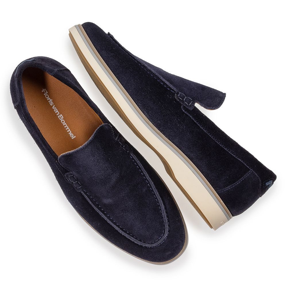 Floris van Bommel Floris Casual DarkBlue Suede oiled Slipper