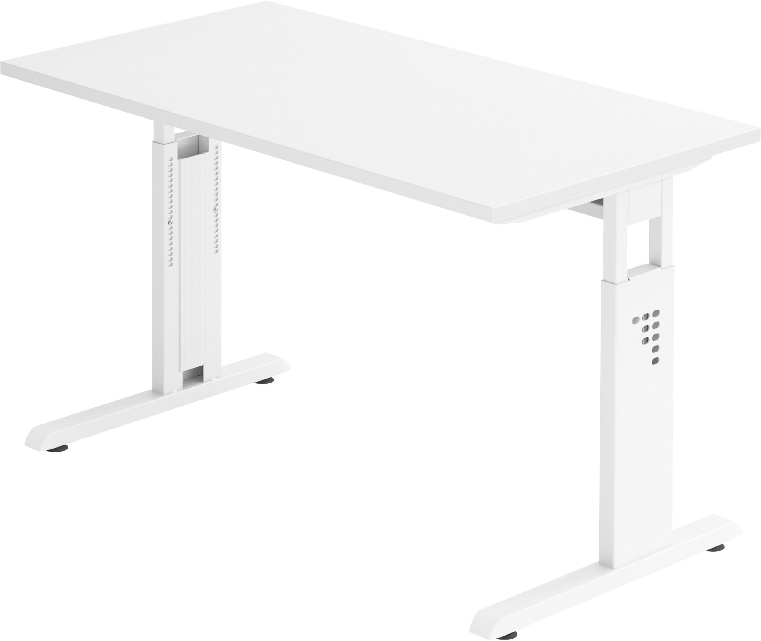 bümö Schreibtisch Schreibtisch Serie-O (Mini), Rechteck: 120 x 67,2 cm - Dekor: Weiß - Gestell: Weiß