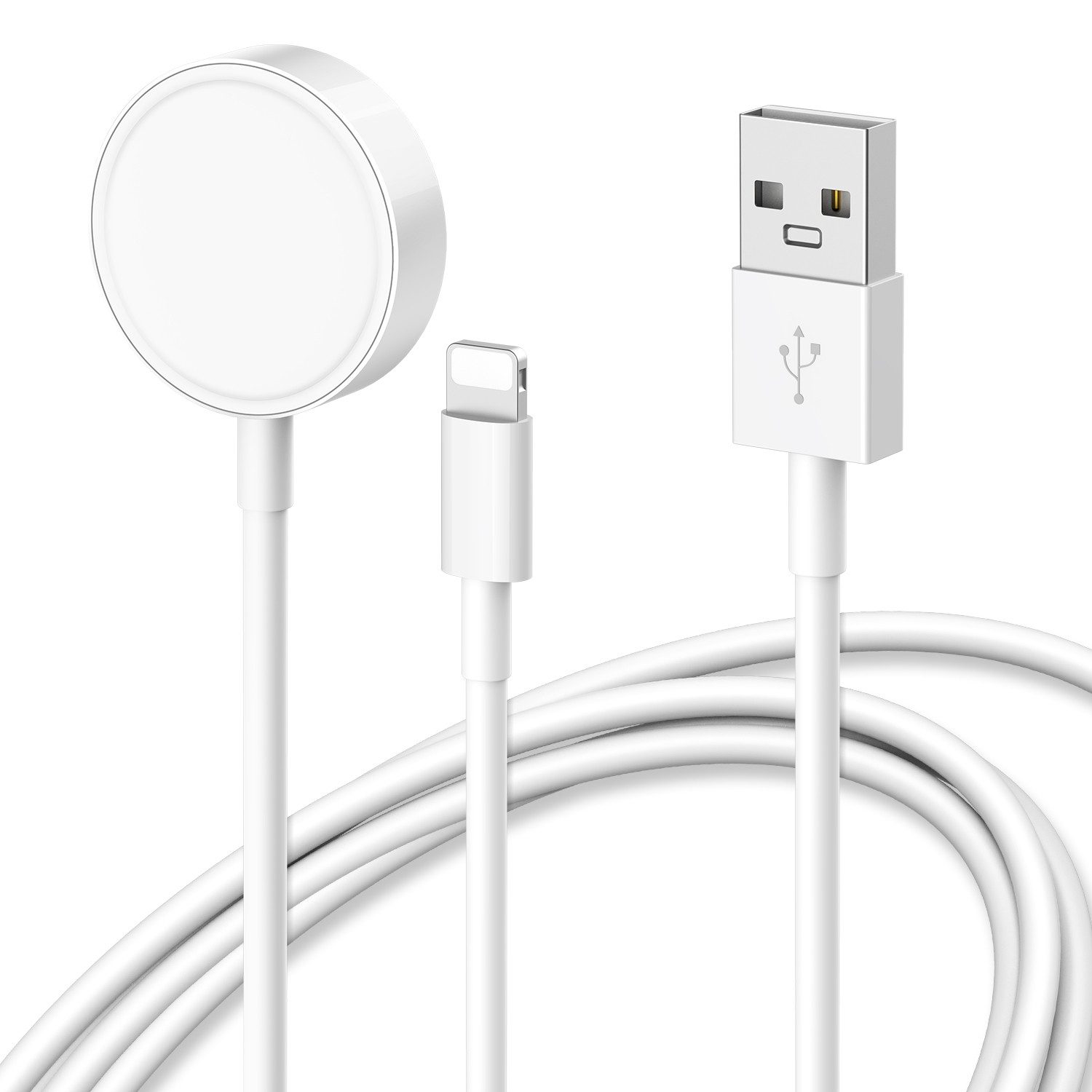 BRAIDOL Ladegerät 2 in 1 Watch Ladekabel passt für Apple Watch und iPhone Induktions-Ladegerät (Schnellladung, Magnetisch, Universal, 1 tlg 2 in 1 Kabelloses Ladegerät,USB Tragbares Uhr Ladegerät, passt für iWatch Series 8/8 ultra/SE/7/6/5/4/3/2/1 & Phone/Pad Pro)