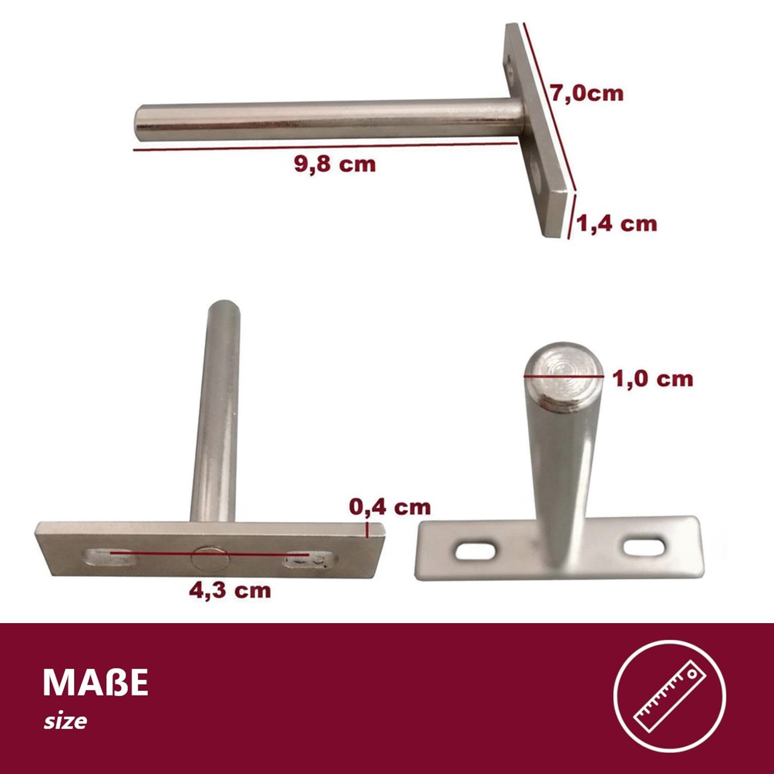 HOOZ Wandregalhalter Tablarträger 10 cm verdeckt stabil für Wand- & Bücherregal 4er Set, Fachbodenträger 4-tlg., Unsichtbare Schwerlast-Befestigung für Holz- und Schweberegale