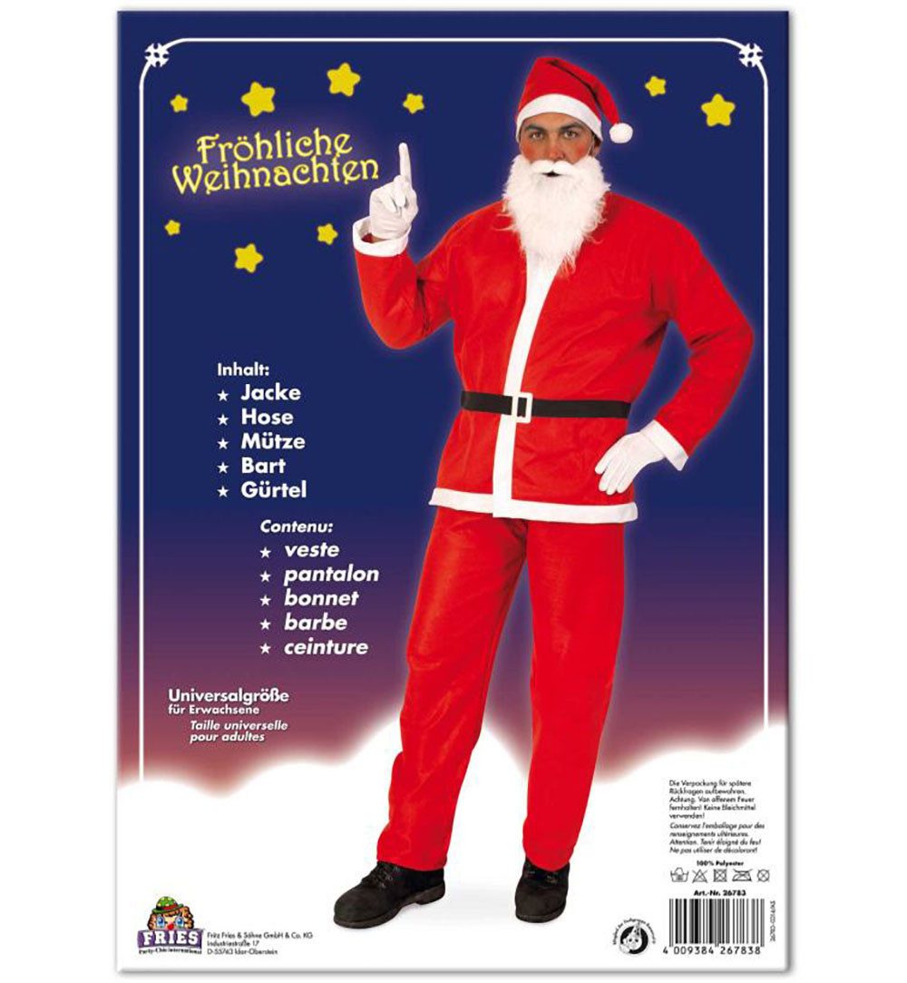 Fries Kostüm 5-tlg Herren Nikolaus Kostüm Set Jacke, Hose, Mütze, Bart, Gür günstig online kaufen